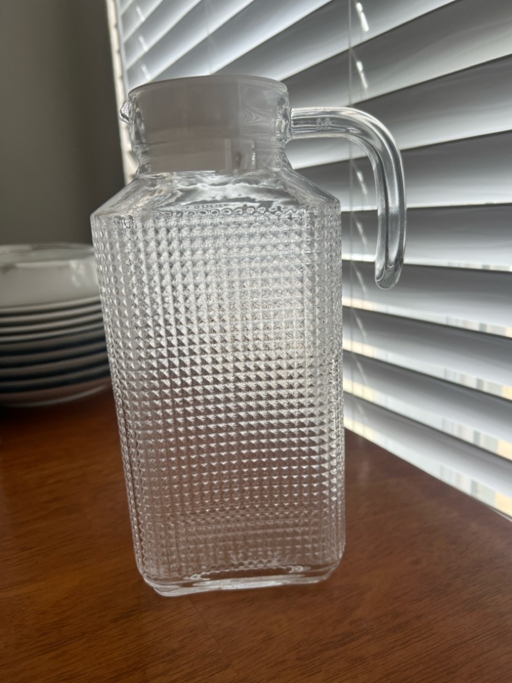 Clear Textured Glass Pitcher - Home Dining